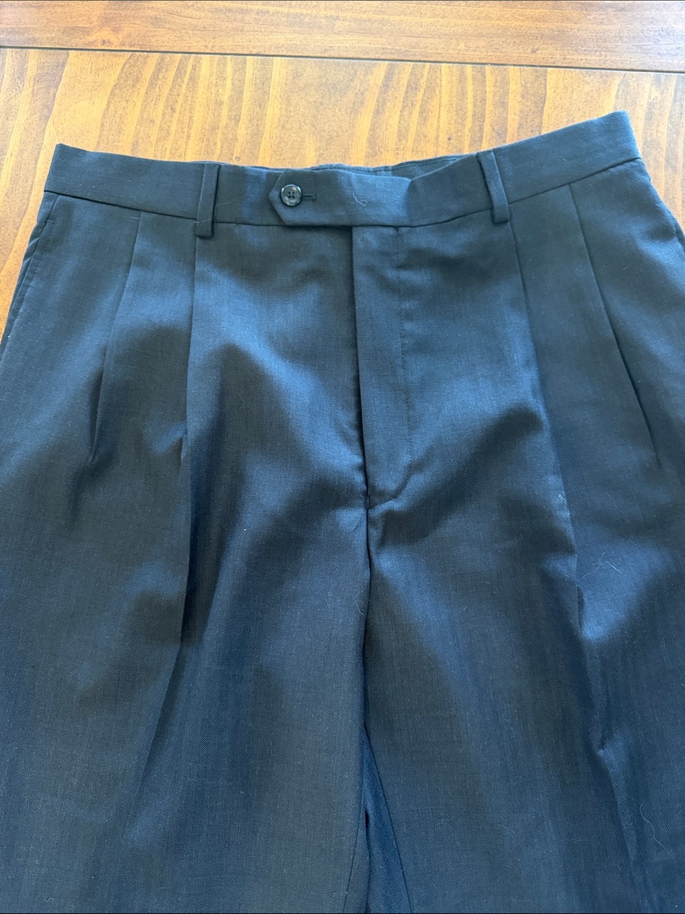 Jos. A. Bank Men's Size 34 Regular Black Pleated-Front Dress Pants 100% Wool